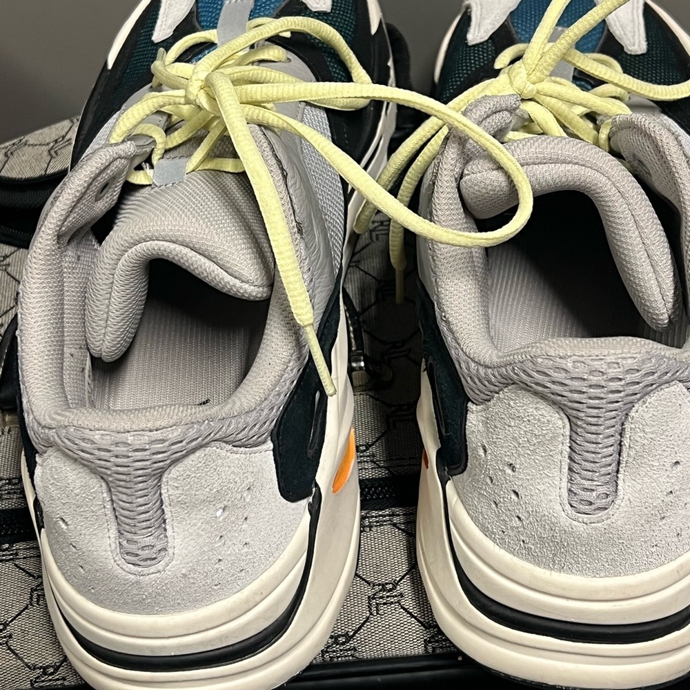 Chunky Teal & Gray Athletic Sneakers with Yellow Laces - Picture 4 of 6